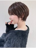 前髪あり耳掛け丸みくびれショートボブ20代30代40代50代（蘭）