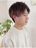 センターパートソフトツイストパーマメッシュマッシュウルフ