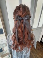 ユウホウ(YUHOU) ふわふわハーフアップ お呼ばれヘア 結婚式 リボンヘア