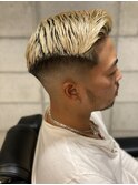 かき上げサイドグラデーションハイブリーチ七三分け
