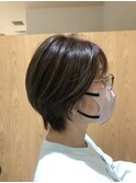 【大人女性スタイル】丸みグラデーションショートボブ☆ベージュ