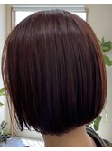 丸みショート×切りっぱなし×ストロベリーブラウン