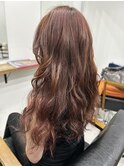 エクステンション似合わせ長さ出しレッドブラウン編み込み