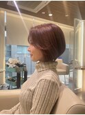 20代30代40代大人ショートボブカットピンクベージュ