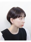 マッシュショート/ワイドバング/アッシュブラウン/ブリーチなし