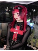セクションカラー 赤髪 レイヤーカット ウルフカット