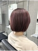 ミニボブ/アンブレラカラー/チェリーレッド/くすみベージュ/原宿