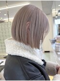 ブリーチダブルカラーミルクティーピンクベージュシャギーカット
