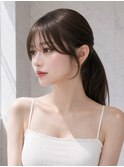 顔周り/小顔/シースルーバング/ミルクブラウン