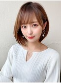 前髪パーマ/韓国くびれミディアム/春カラー/ラベンダーカラー