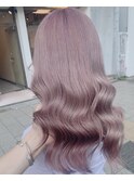 6553シルキーグレーベージュベビーピンク艶髪ハイトーンカラー