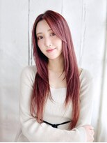 ヘアーアンドスマイル バル(hair&smile Baru) ツヤ感ピンクのナチュラルレイヤーストレート
