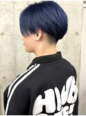 センターパート/ハンサムショート/ブルーブラック