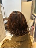 前髪/アンブレラカラー/こなれミディ/イメチェン/ウェーブパーマ