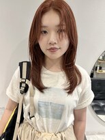 ラミエバイメルト 下北沢(lamie by melt)&nbsp;ブリーチなしダブルカラーピンクオレンジ顔周りレイヤー前髪小顔