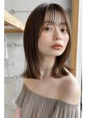 rileyワンカール外はねロブ×肌映えブラウンベージュ