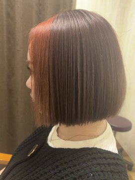 テーラヘアー 湘南台店(TELA HAIR) 【特殊カラー】フェイスフレーミングオレンジ+切りっぱなしボブ