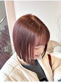前髪顔周りカットピンクベージュアンブレラカラーイメチェン船橋