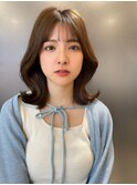シースルーバング韓国風くびれヘア【肥田亜沙美】