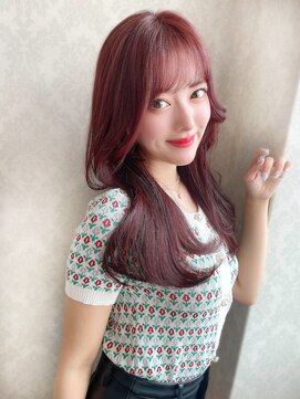 ハピネス 梅田茶屋町店(HAPPINESS) レイヤーロング サイドバング ベビーピンク ピンクベージュ