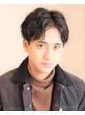 ☆ナチュラル爽やかスーツ緩めスパイラルパーマセンターパート