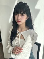 ユーフォリア エヌ 池袋サンシャイン通り店(Euphoria +n)&nbsp;ロングレイヤー 斜めバンググレージュカラーデザインカラー