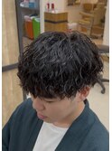 大分フェザーパーマメンズ刈り上げツーブロックレイヤーマッシュ