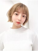 【La fith】切りっぱなしミニボブ×ブリーチ×シースルーバング