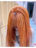 ロング/ハイトーン/ブリーチ/アプリコットオレンジ/ストレート