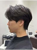 センターパートニュアンスパーマ