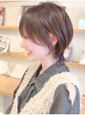 大人可愛い20代30代40代小顔ウルフレイヤーボブ丸みショートボブ
