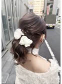 透明感ピンクベージュ/ポニーテールアレンジ［ヘアセット］渋谷