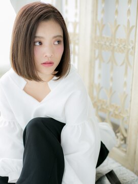 モッズ ヘア 福岡姪浜店(mod's hair) *mod's姪浜*…かきあげ前髪xシースルー艶カラー前下がりボブd