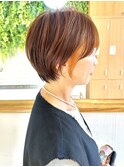 大人ショートボブ丸みショートカットマッシュショート前髪あり
