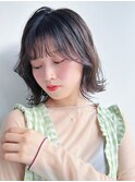 ベージュインナーカラーショートボブレイヤーミディアム前髪