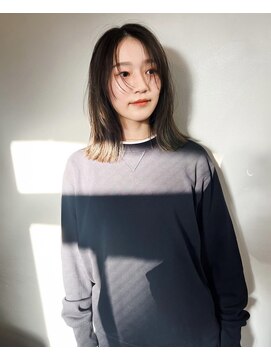 タロ(TALO) 【TALO】切りっぱなしミディアム×オリーブベージュ