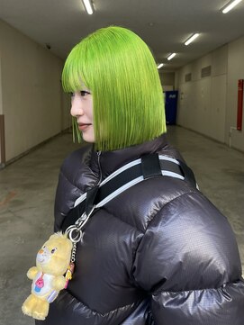 サラ 天神大名店(SARA) 【ボブスタイル】ライトグリーン!