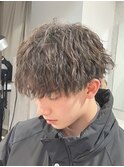 ショートフェードニュアンスパーマツーブロックメンズパーマ