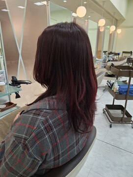 プールドゥマン 屯田(POUR DEMAIN) レイヤーカット×レッドブラウン