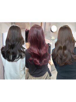 新導入の《リンク(Link)カラー》や《オージュア》で、カラーの繰り返しで傷んだ髪も芯から潤う美ヘアに。