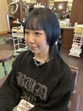 シャンプー ボーイ 宮崎柳丸店(SHAMPOO BOY) ケアブリーチ/ブルー/ウルフカット【宮崎市/柳丸町】