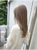 韓国顔まわりレイヤーカットグレージュオリーブベージュブラウン