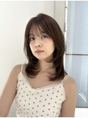 ミディアムレイヤーカット/大人ガーリー/ダークアッシュ/銀座