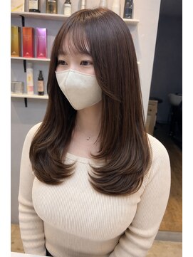 ベルベットヘア 千早店(Velvet hair) 髪質改善カラー×レイヤーカット×明るめベージュ【みつ】