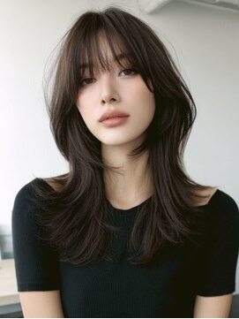 アース 天満橋店(HAIR & MAKE EARTH) 似合わせロングレイヤーブラウン韓国風小顔カット艶髪