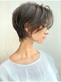クールショート/ショートパーマ/ボブルフ/ピンクベージュ/柴