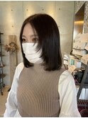 小顔見せ顔まわりレイヤー 黒髪暗髪ストレートミディ