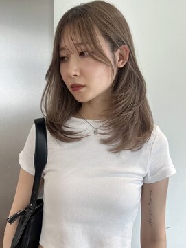 サイン 表参道(SIGN) ミディアムヘアグレージュカラーデザインカラーシルキーベージュ