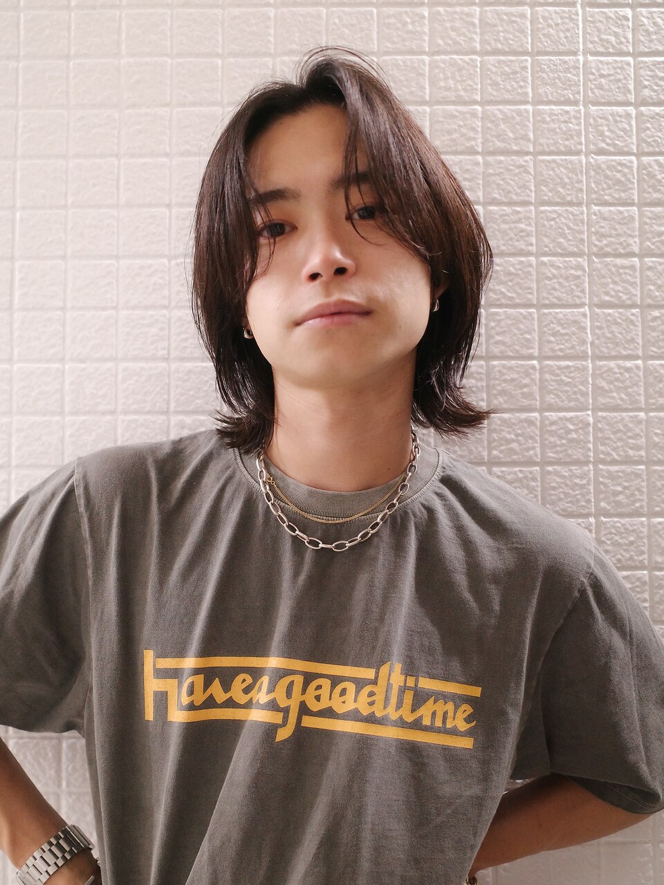 メンズロング/阿部達哉】メンズレイヤー/ロン毛/アンニュイ