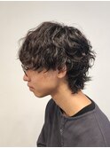 ミディアムロングメンズ波巻きツイストスパイラルパーマ